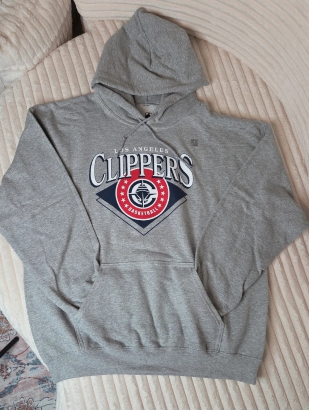NBA Los Angeles Clippers Grey Hoodie with Red & Navy Logo